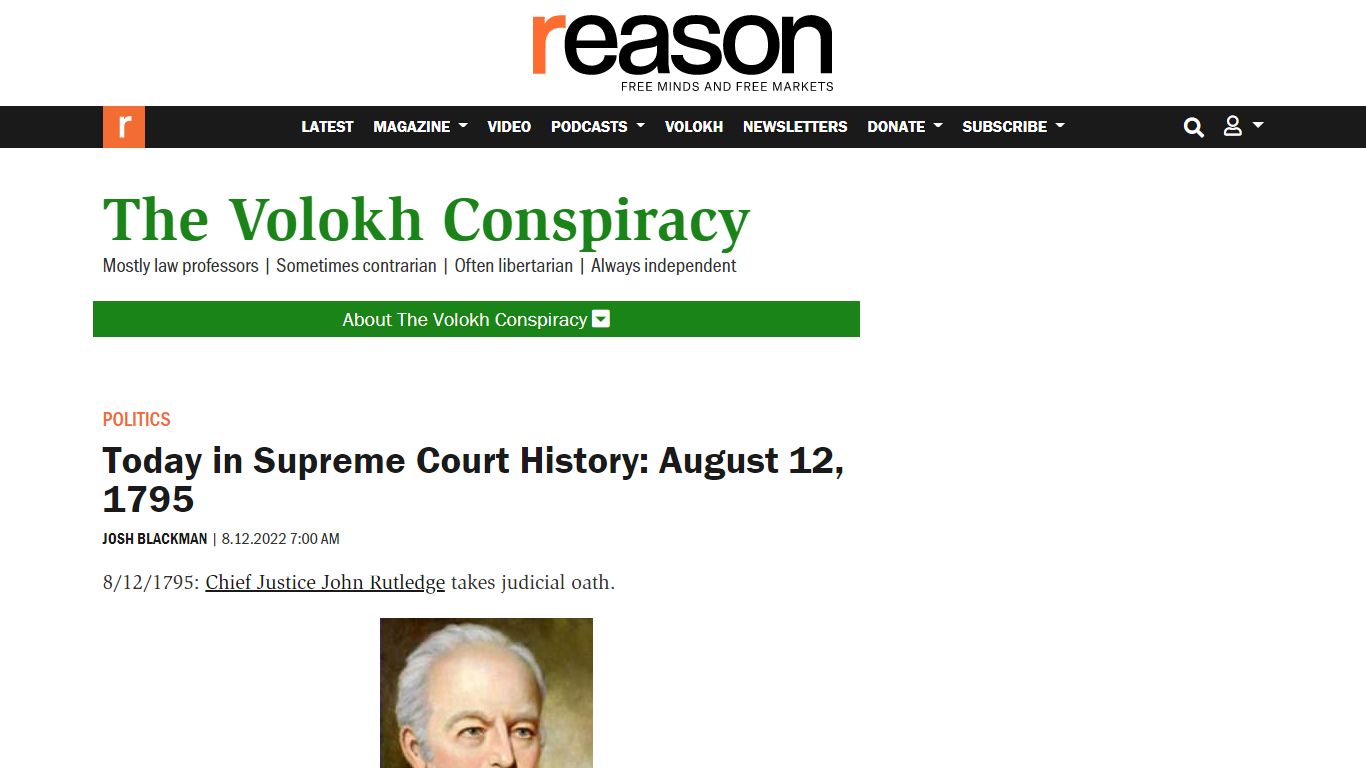 Today in Supreme Court History: August 12, 1795 - reason.com